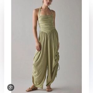 ISO Out From Under Sunkissed Ruched Barrel Leg Jumpsuit greenXS urban outfitters